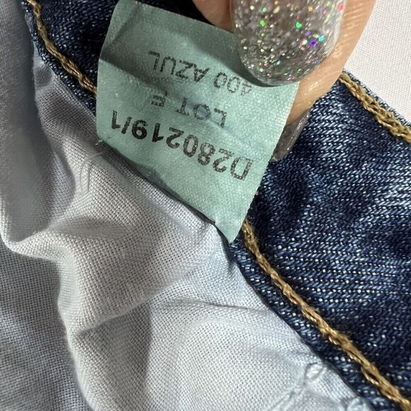 Zara Women High Rise Straight Leg Raw Hem Distress stretch Denim Jean Size US 2 - Picture 5 of 11